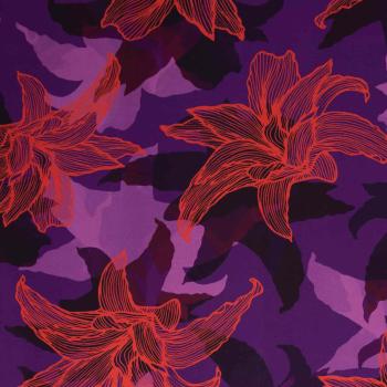 Viskose Flamingo Flowers by Thorsten Berger orange Blüten, lila bunt